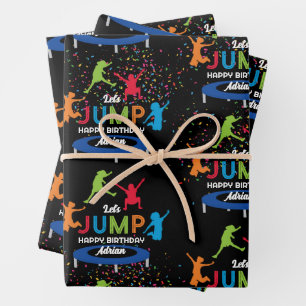 Feuille De Papier Cadeau Colorée Trampoline Park Jump Anniversaire de enfan