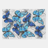 Feuille De Papier Cadeau Composition des papillons blancs et bleus (Devant 3)