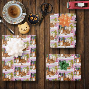 Feuille De Papier Cadeau Comptoir de cuisine Orange Tabby Haut