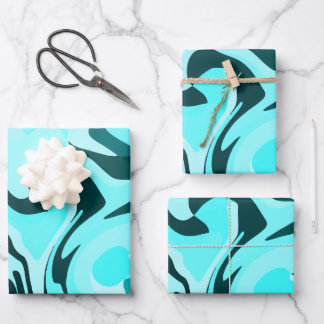 Feuille De Papier Cadeau Conception Abstraite Tourbillonnante Aqua et Sarce