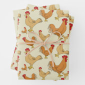 Feuille De Papier Cadeau Conception Brown du Motif de poulet (En situation)