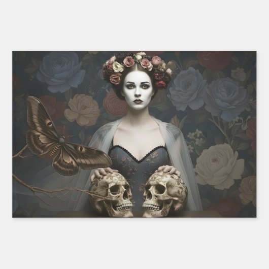 Feuille De Papier Cadeau Conception d'art gothique vintage (Devant)