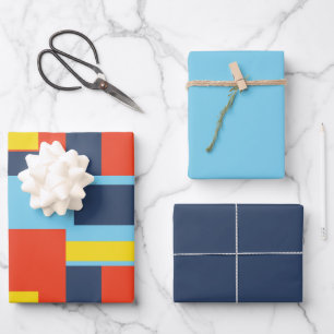 Feuille De Papier Cadeau Conception de bloc solide rétro/Ensemble 2