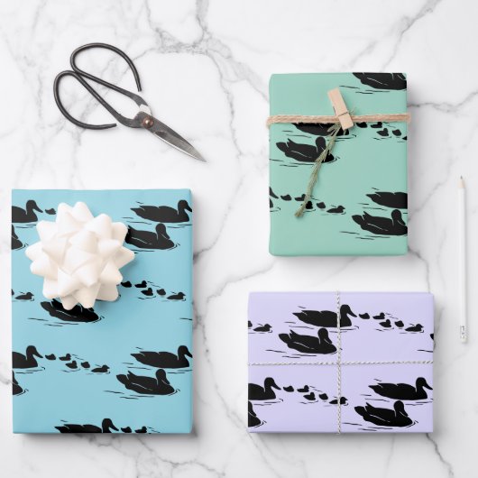 Feuille De Papier Cadeau Conception de canards de natation (Recto)