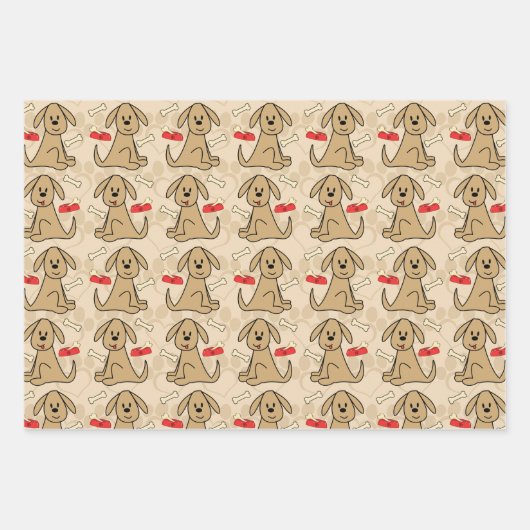 Feuille De Papier Cadeau Conception de Chien Chien Chien Chien Brown (Devant)