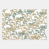 Feuille De Papier Cadeau Conception de feuillage de bleu beige tendance (Devant)
