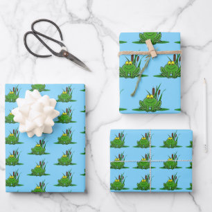 Feuille De Papier Cadeau Conception de grenouille verte