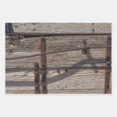 Feuille De Papier Cadeau Conception de métal en bois brun rustique (Devant 3)