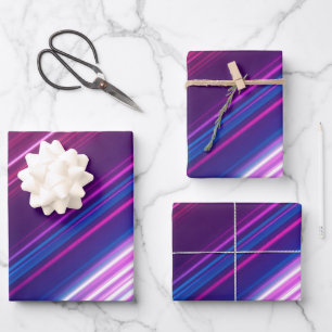 Feuille De Papier Cadeau Conception de motif abstrait néon lumineux