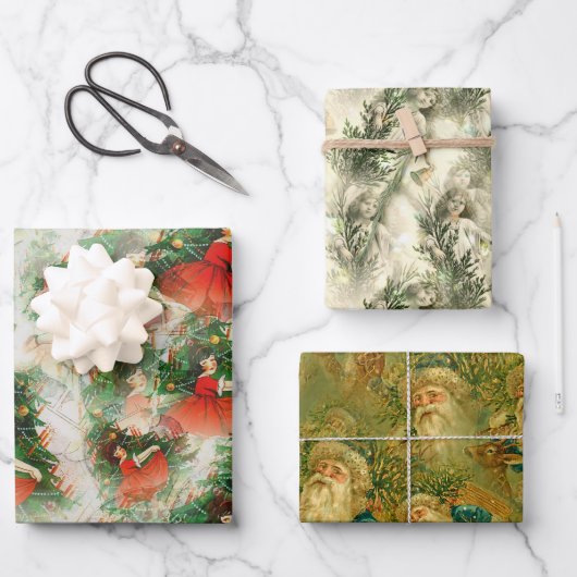 Feuille De Papier Cadeau Conception de Noël vintage (Recto)