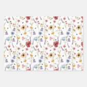 Feuille De Papier Cadeau Conception de papillon de fleurs de prairie à l'aq (Devant)