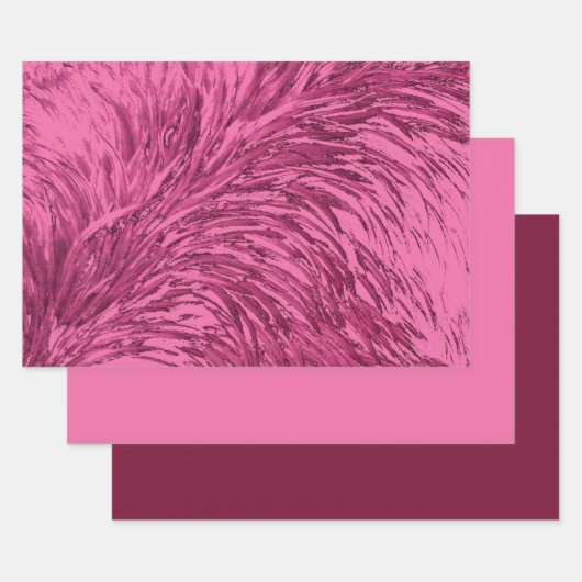 Feuille De Papier Cadeau Conception de plume d'autruche rose (Lot)