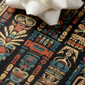 Feuille De Papier Cadeau Conception de totems et de plumes amérindiens