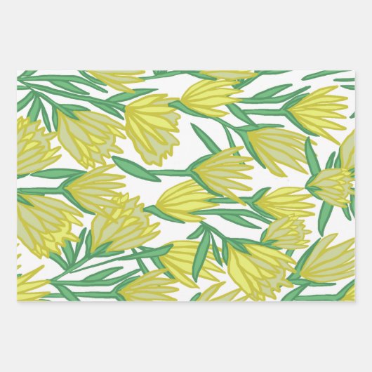 Feuille De Papier Cadeau Conception du Protea jaune (Devant 2)