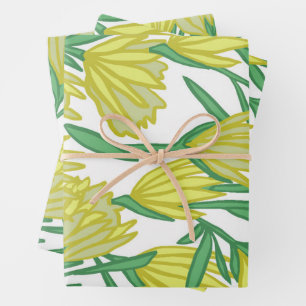 Feuille De Papier Cadeau Conception du Protea jaune