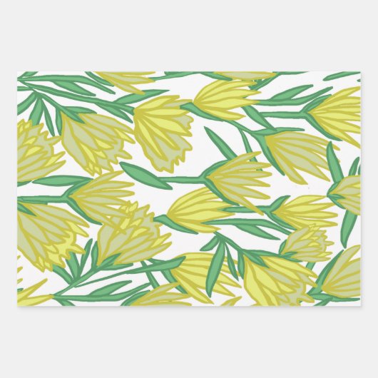Feuille De Papier Cadeau Conception du Protea jaune (Devant)