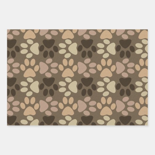 Feuille De Papier Cadeau Conception Empreinte de patte (Devant)