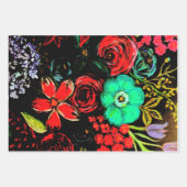 Feuille De Papier Cadeau Conception florale de peinture acrylique boho (Devant 3)