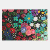 Feuille De Papier Cadeau Conception florale de peinture acrylique boho (Devant 2)