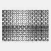 Feuille De Papier Cadeau Conception géométrique en noir et blanc (Devant)