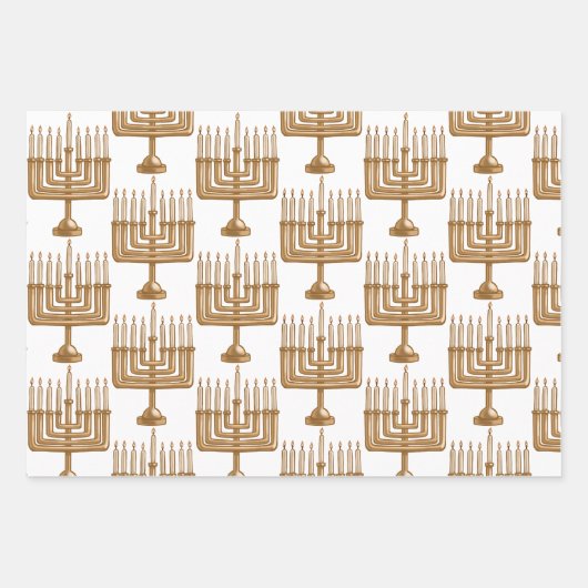 Feuille De Papier Cadeau Conception Hanoukka (Devant 3)