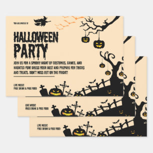 Feuille De Papier Cadeau Conception Invitation de la fête d'Halloween éffra