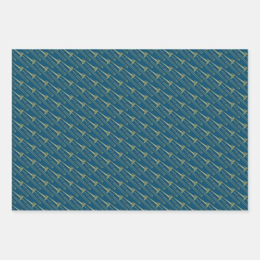 Feuille De Papier Cadeau Conception musicale en laiton Trombone (Devant 3)