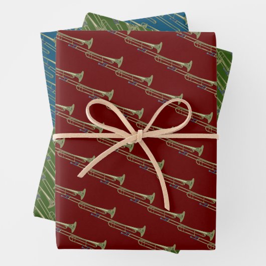 Feuille De Papier Cadeau Conception musicale en laiton Trombone (En situation)