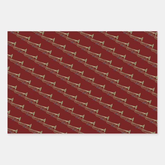 Feuille De Papier Cadeau Conception musicale en laiton Trombone (Devant)