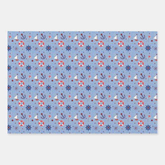 Feuille De Papier Cadeau Conception Nautique (Devant 3)