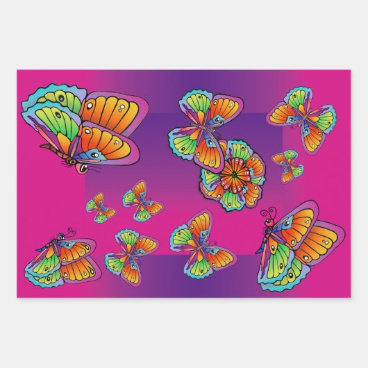 Feuille De Papier Cadeau Conception papillon (Devant 2)