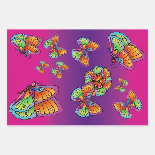 Feuille De Papier Cadeau Conception papillon (Devant)