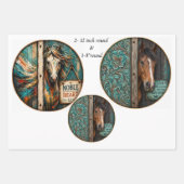 Feuille De Papier Cadeau Conceptions d'animaux occidentaux rustiques ronds (Devant 3)