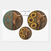 Feuille De Papier Cadeau Conceptions d'animaux occidentaux rustiques ronds (Devant 2)