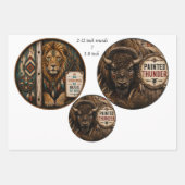 Feuille De Papier Cadeau Conceptions d'animaux occidentaux rustiques ronds (Devant)