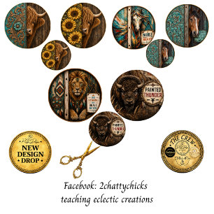 Feuille De Papier Cadeau Conceptions d'animaux occidentaux rustiques ronds 