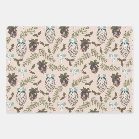 Feuille De Papier Cadeau Cone de Noël (Devant)