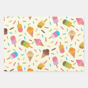 Feuille De Papier Cadeau Cônes de glace et popsicles pour enfants