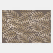 Feuille De Papier Cadeau Cônes De Pin Abstraits En Cuivre Et Motif Platine (Devant)