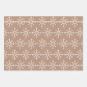 Feuille De Papier Cadeau Cônes de pin rustique Kraft, flocons de neige et r (Devant 2)