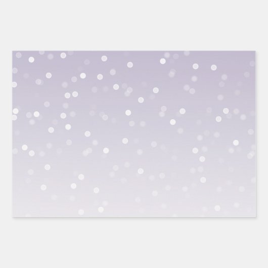 Feuille De Papier Cadeau Confetti de Bokeh blanc violet de lavande (Devant)
