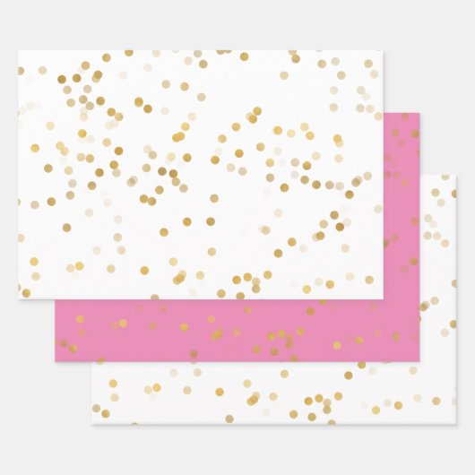 Feuille De Papier Cadeau Confetti en or blanc (Lot)