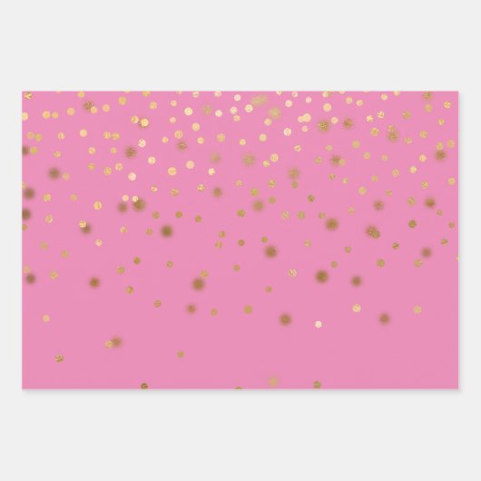 Feuille De Papier Cadeau Confetti en or rose (Devant)