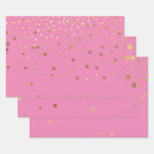 Feuille De Papier Cadeau Confetti en or rose