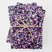 Feuille De Papier Cadeau confetti noir et blanc pourpre  (En situation)