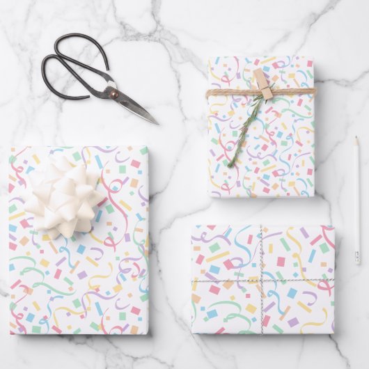 Feuille De Papier Cadeau Confetti Pastels (Surprise) (Recto)