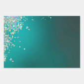 Feuille De Papier Cadeau Confetti turquoise en argent (Devant 2)