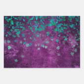 Feuille De Papier Cadeau Confetti turquoise sur violet (Devant 3)