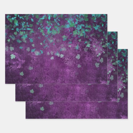 Feuille De Papier Cadeau Confetti turquoise sur violet (Lot)