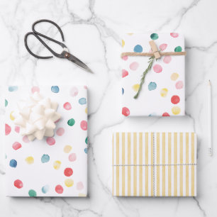 Feuille De Papier Cadeau Confettis de points colorés Anniversaire